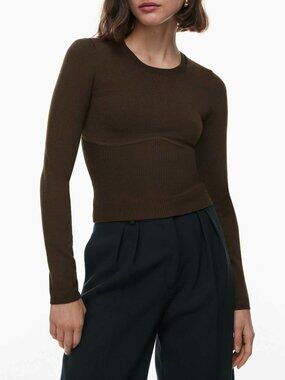 New Aritzia Refinery Sculpt Knit Empire Sweater Coffee Bean Medium